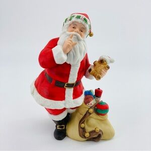 Vtg 90s Avon Fine Collectibles Porcelain Santa Claus Figurine Whisper Sack Toys
